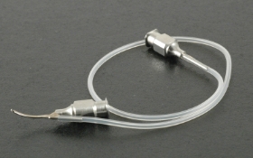 Simcoe Reverse Double-Barreled Irrigating-Aspirating Unit, Curved Shaft, 23ga Thin Wall, 0.3mm Top Port, Polished Finish, Uses Silicone Tubing, Excluding Hub Overall Length 15mm K7-4302,E4971 R,91-7060,1186E,K7-4302,91-7060,E4971 R